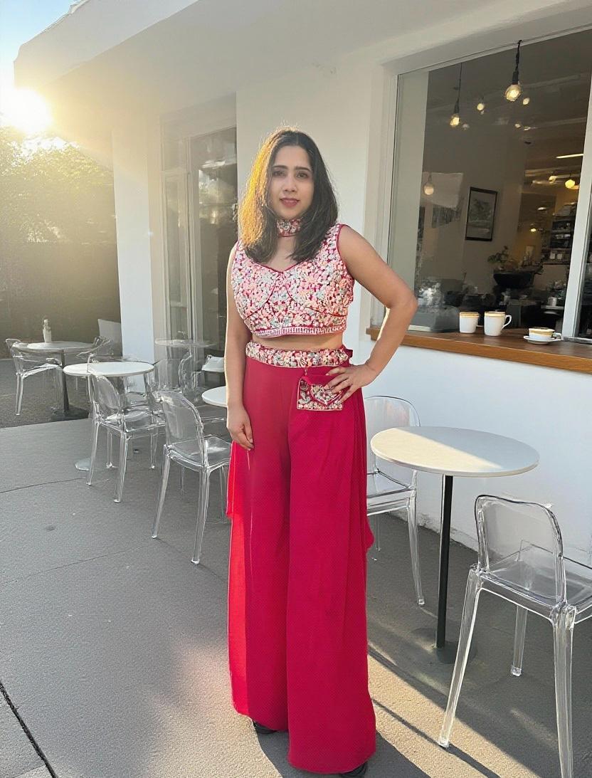 Crop top and pants co-ord set with ethnic touch – Aarya Collection, Ajax