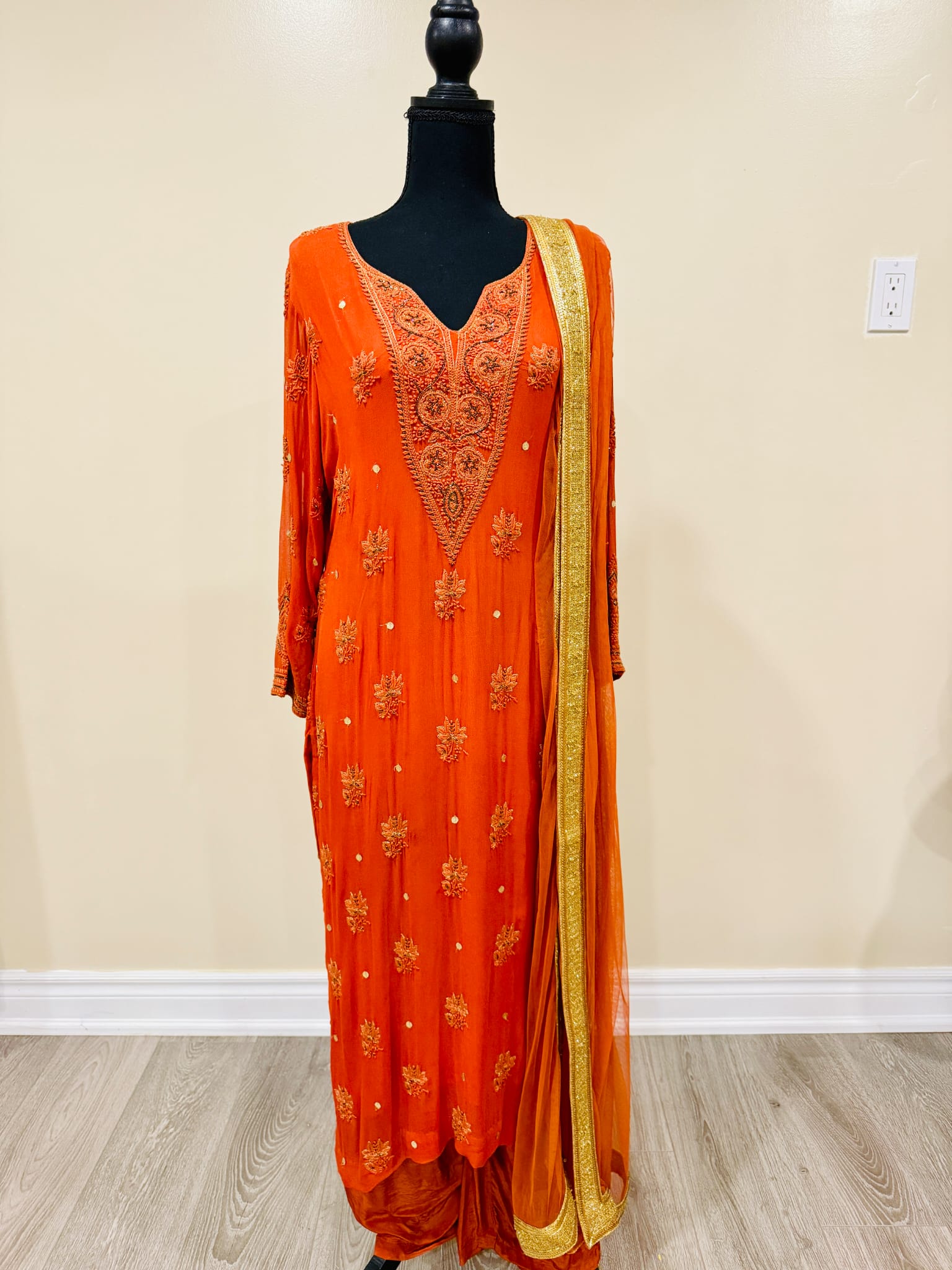 Orange ethnic suit with bright festive look – Aarya Collection, Ajax