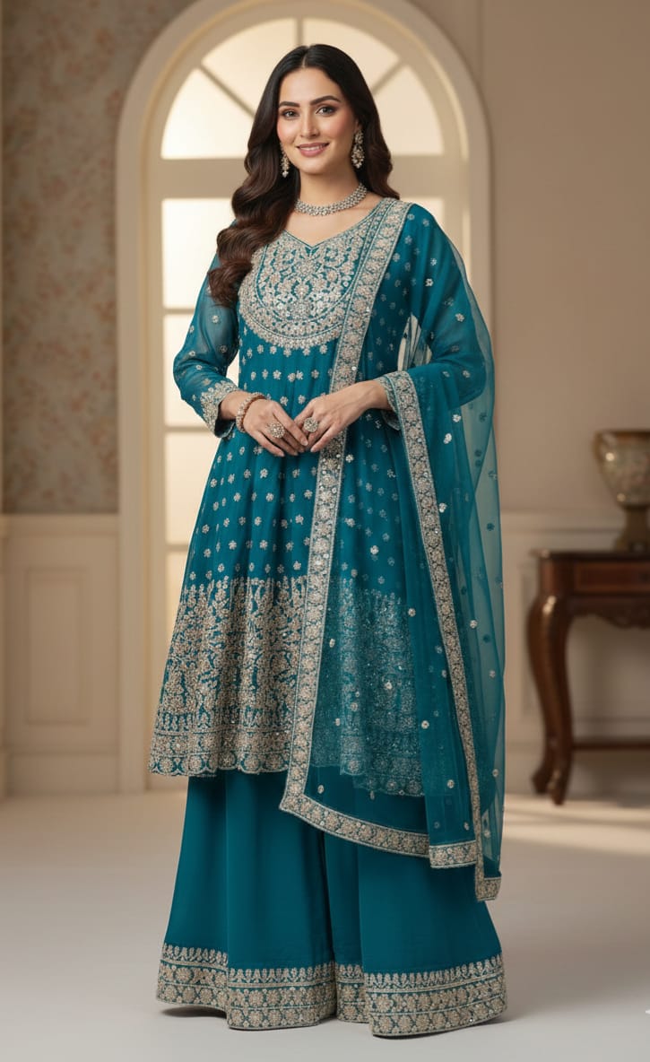 Blue heavy ethnic suit with bright festive look – Aarya Collection, Ajax