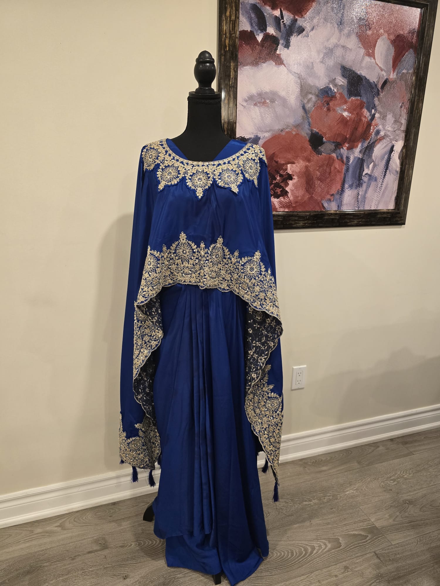 Blue and silver cape style outfit for parties – Aarya Collection, Ajax
