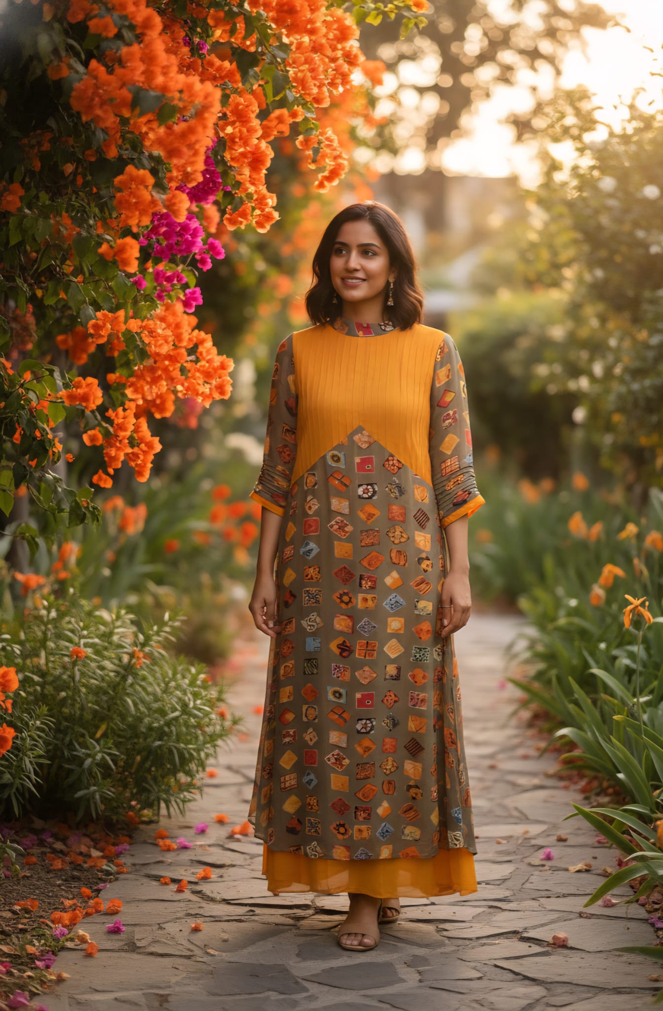 Orange ethnic suit with bright festive look – Aarya Collection, Ajax