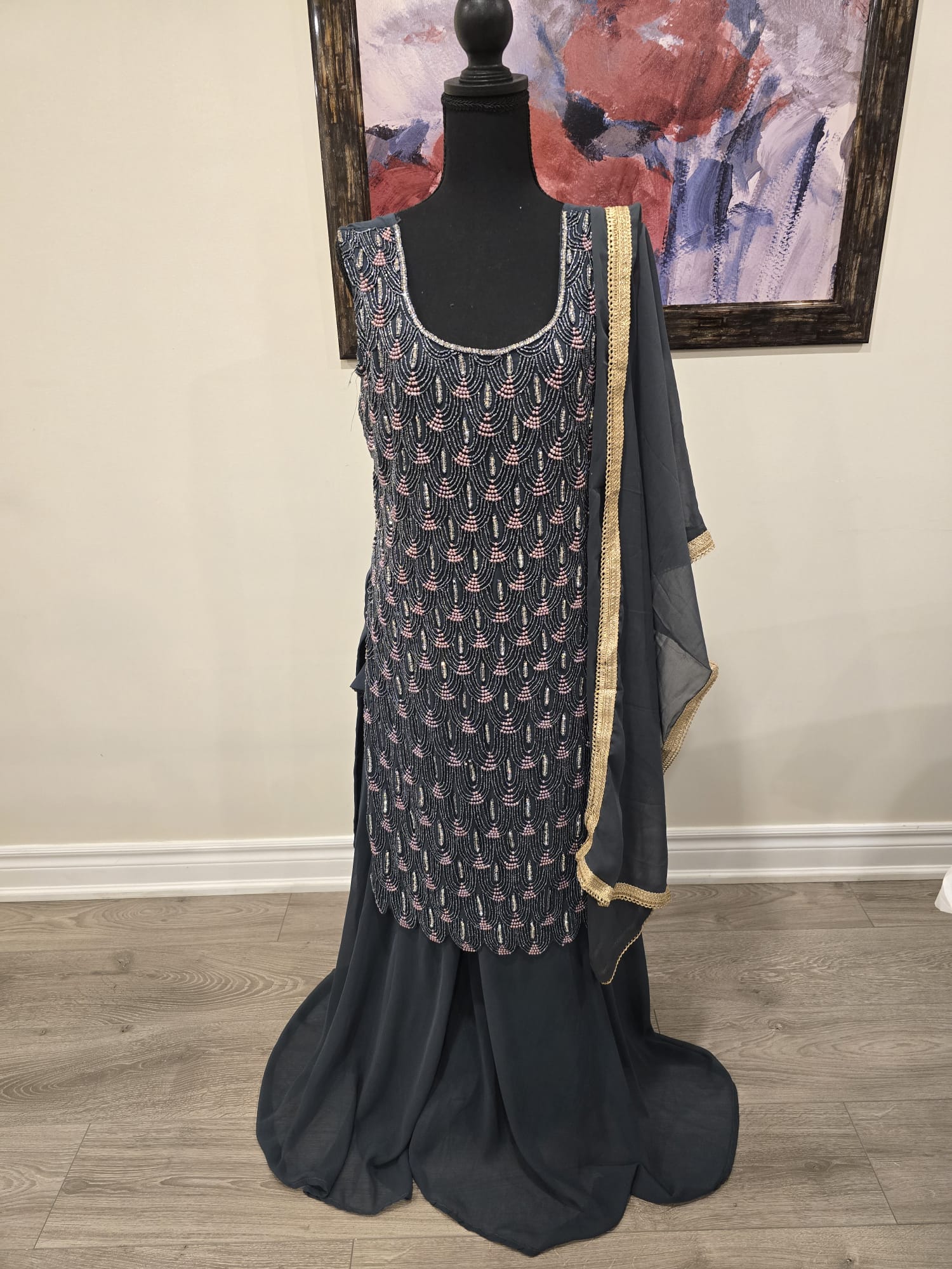 Grey suit with subtle embroidery – Indian ethnic wear from Aarya Collection, Ajax