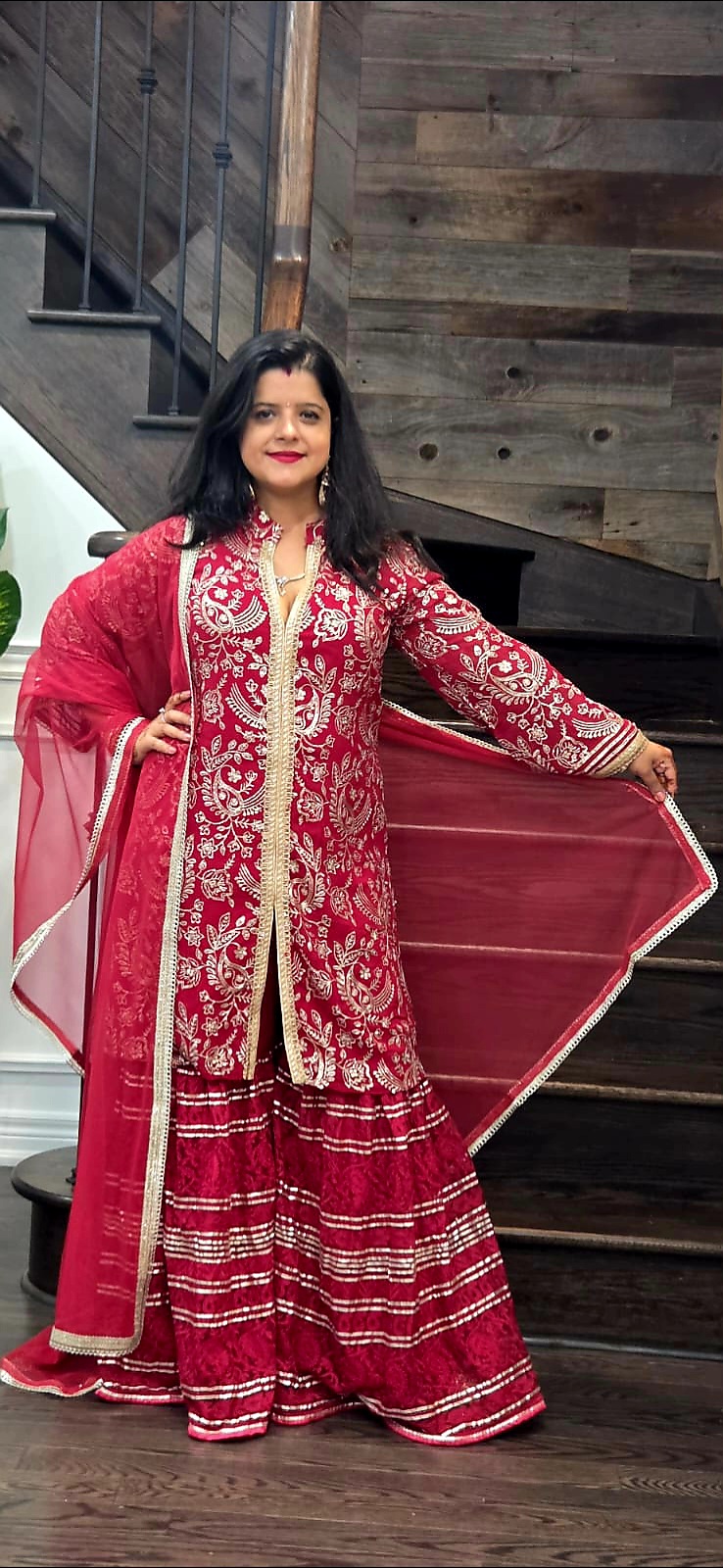 Red heavy sharara suit for weddings and parties – Aarya Collection, Ajax
